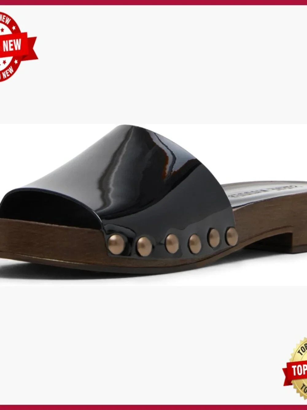 Slide Sandals with Block Heel and Ankle Strap
